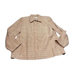 Alfred Dunner Blazer Jacket Women's 14 Pink Acrylic Lined Collared Button Front